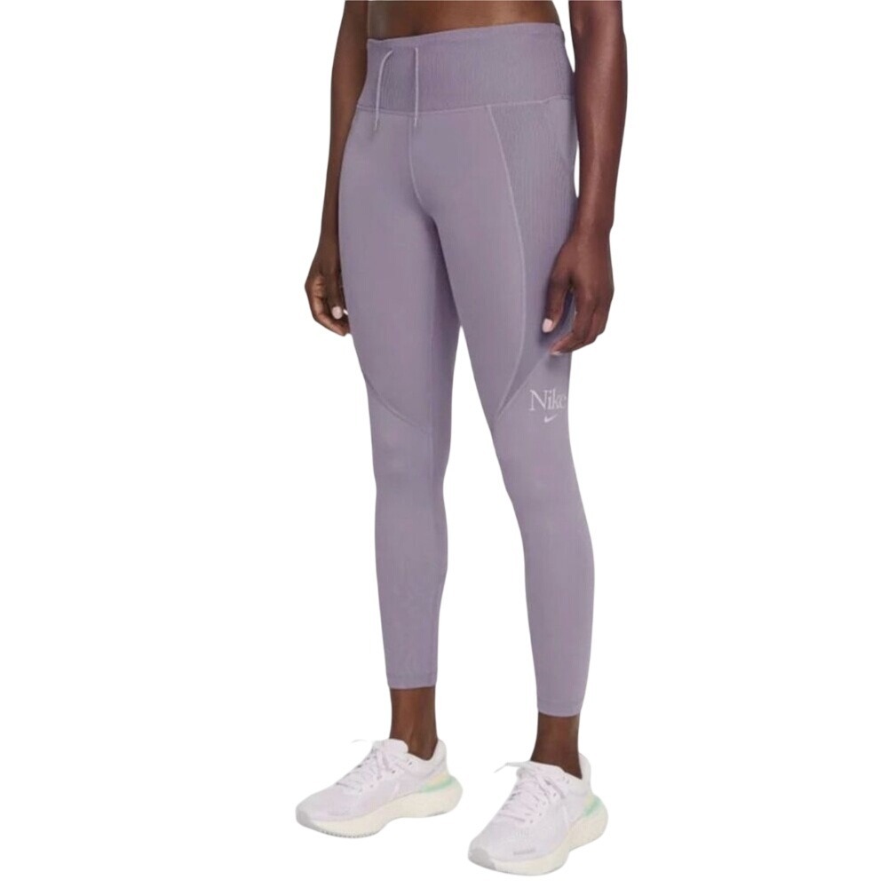 Nike Dri Fit Retro Logo Athletic Leggings Purple 7/8 Length